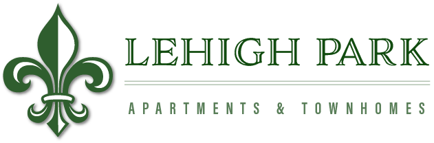 logo on a green background with the words apartments townhomes